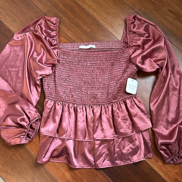 *NWT* Altar’d State Dusty Pink Square Neck Blouse XXL Feminine Style - Picture 1 of 6
